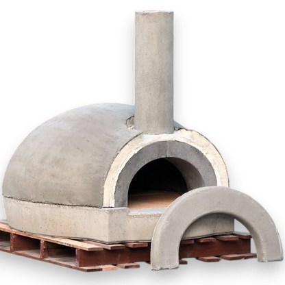 Main precast components included in the Pizza Oven Club wood-fired pizza oven kit.